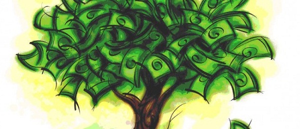 денежное дерево из долларов
